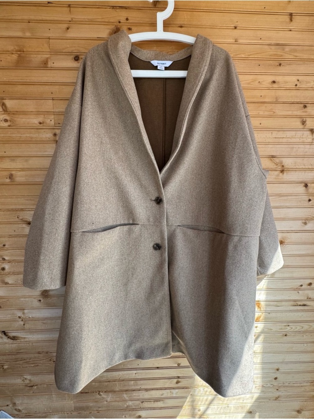 Old Navy Coatigan Cowl Wool-like Camel Color 3X Minimalist Transitional Capsule